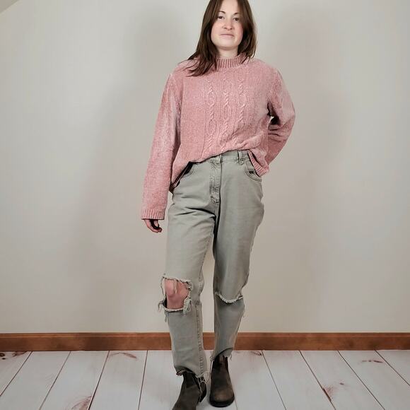 Alfred Dunner Chenille Mockneck Sweater Pink XL - Picture 1 of 8